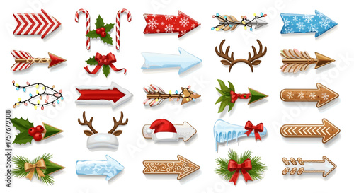 Vector art of collection of festive christmas arrows