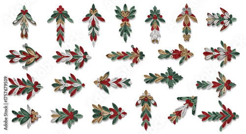 Vector art of collection of christmas arrows made of pine needles