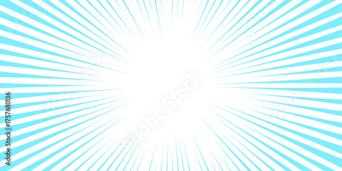 Abstract Blue Sunburst Background. Blue background with Glowing Sunburst and Dynamic Light Rays. Modern pop art poster for summer and spring. retro vintage backdrop in square format.