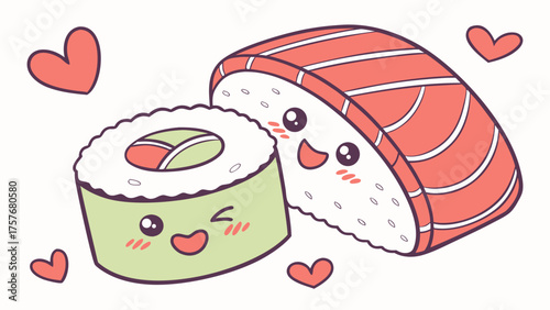 Cute sushi with heart cheeks
