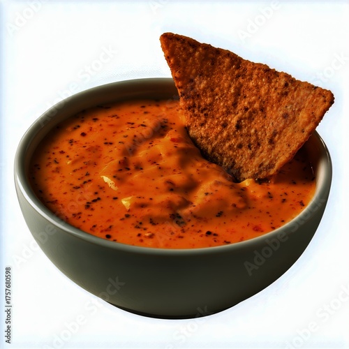 Creamy Tomato Soup Served With Crispy Tortilla Chip for a Delicious Snack Exp...