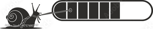 Slow snail pulling a loading bar representing slow progress or buffering in technology and life