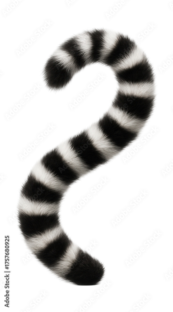 Obraz premium Ring-tailed lemur tail featuring alternating black and white stripes.