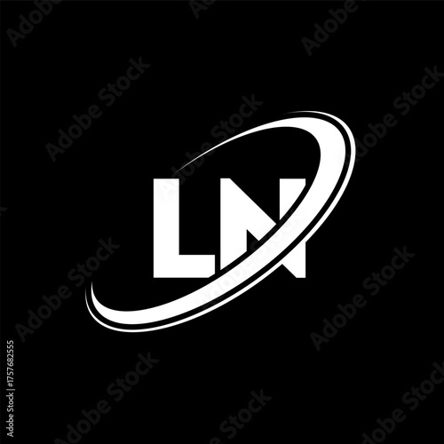 LN L N letter logo design. Initial letter LN linked circle uppercase monogram logo red and blue. LN logo, L N design. ln, l n