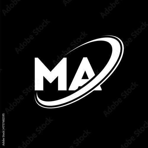 MA M A letter logo design. Initial letter MA linked circle uppercase monogram logo red and blue. MA logo, M A design. ma, m a