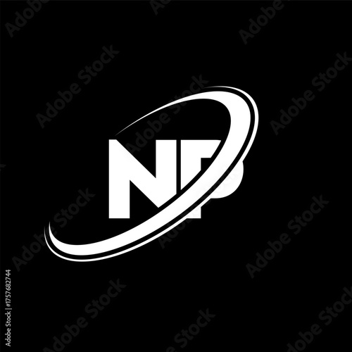 NP N P letter logo design. Initial letter NP linked circle uppercase monogram logo red and blue. NP logo, N P design. np, n p, N&P