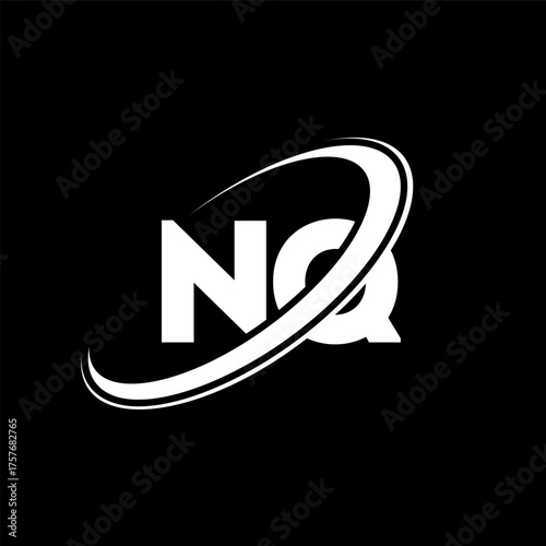 NQ N Q letter logo design. Initial letter NQ linked circle uppercase monogram logo red and blue. NQ logo, N Q design. nq, n q, N&Q