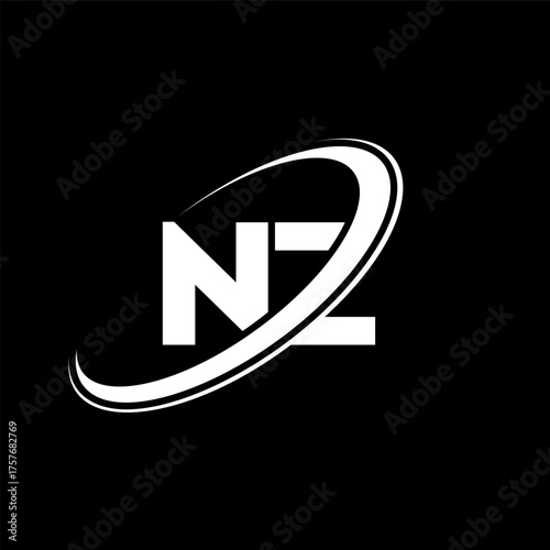 NZ N Z letter logo design. Initial letter NZ linked circle uppercase monogram logo red and blue. NZ logo, N Z design. nz, n z