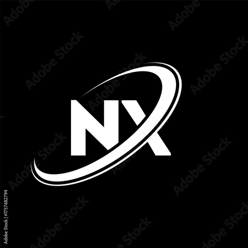 NX N X letter logo design. Initial letter NX linked circle uppercase monogram logo red and blue. NX logo, N X design. nx, n x