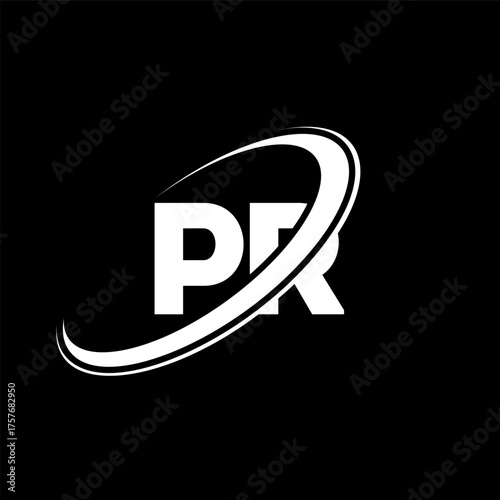 PR P R letter logo design. Initial letter PR linked circle uppercase monogram logo red and blue. PR logo, P R design. pr, p r
