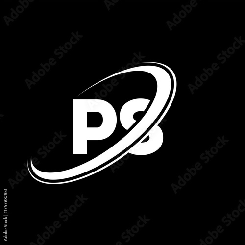 PS P S letter logo design. Initial letter PS linked circle uppercase monogram logo red and blue. PS logo, P S design. ps, p s