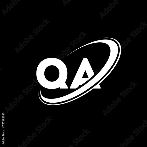 QA Q A letter logo design. Initial letter QA linked circle uppercase monogram logo red and blue. QA logo, Q A design. qa, q a