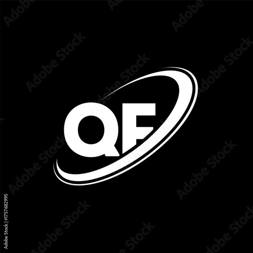 QF Q F letter logo design. Initial letter QF linked circle uppercase monogram logo red and blue. QF logo, Q F design. qf, q f