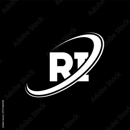 RI R I letter logo design. Initial letter RI linked circle uppercase monogram logo red and blue. RI logo, R I design. ri, r i