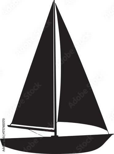 sleek sailboat silhouette with full mainsail and jib vector illustration for nautical design and marine projects ai eps jpeg png
