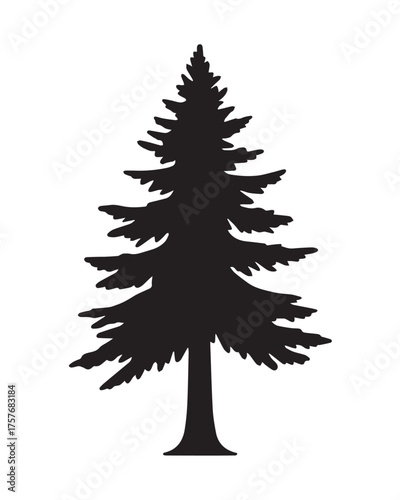 evergreen tree silhouette vector single layer pine fir clipart seasonal decoration design