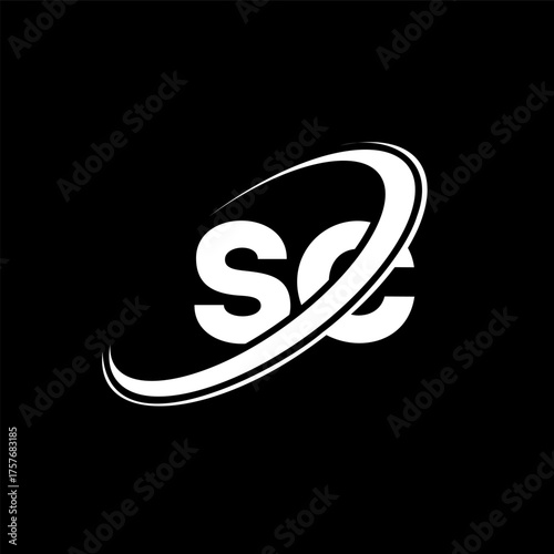SC S C letter logo design. Initial letter SC linked circle uppercase monogram logo red and blue. SC logo, S C design. sc, s c