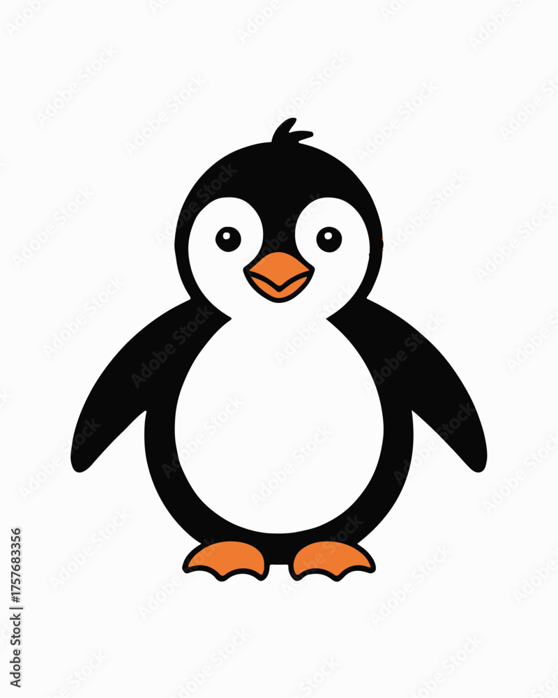 Obraz premium cute minimal penguin vector icon for education kids apparel stickers and digital projects ai eps