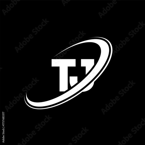 TJ T J letter logo design. Initial letter TJ linked circle uppercase monogram logo red and blue. TJ logo, T J design. tj, t j