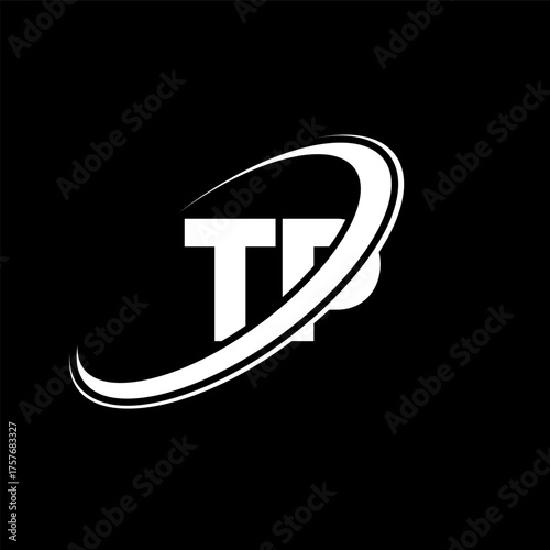 TP T P letter logo design. Initial letter TP linked circle uppercase monogram logo red and blue. TP logo, T P design. tp, t p, T&P