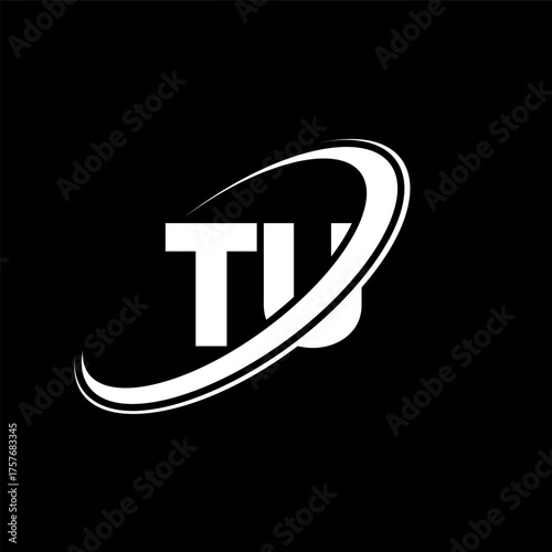 TU T U letter logo design. Initial letter TU linked circle uppercase monogram logo red and blue. TU logo, T U design. tu, t u