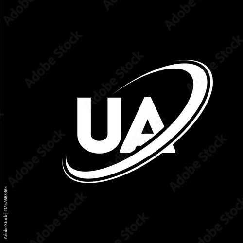 UA U A letter logo design. Initial letter UA linked circle uppercase monogram logo red and blue. UA logo, U A design. ua, u a