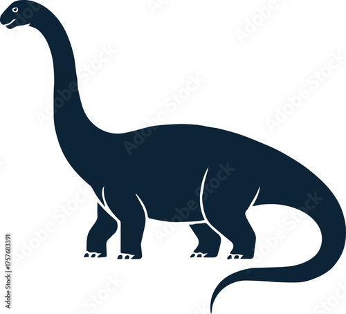 dinosaur silhouette vector long neck sauropod brachiosaurus minimal blue flat design for education