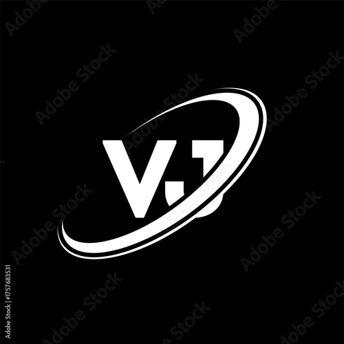 VJ V J letter logo design. Initial letter VJ linked circle uppercase monogram logo red and blue. VJ logo, V J design. vj, v j