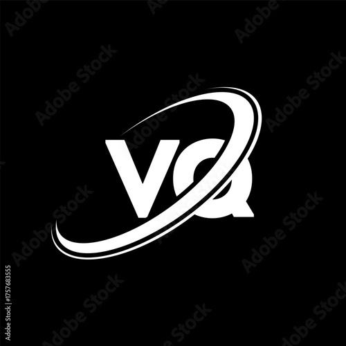 VQ V Q letter logo design. Initial letter VQ linked circle uppercase monogram logo red and blue. VQ logo, V Q design. vq, v q, V&Q