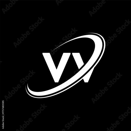 VV V V letter logo design. Initial letter VV linked circle uppercase monogram logo red and blue. VV logo, V V design. vv