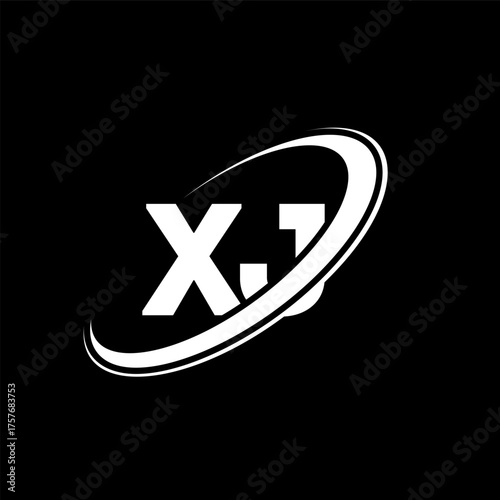 XJ X J letter logo design. Initial letter XJ linked circle uppercase monogram logo red and blue. XJ logo, X J design. xj, x j
