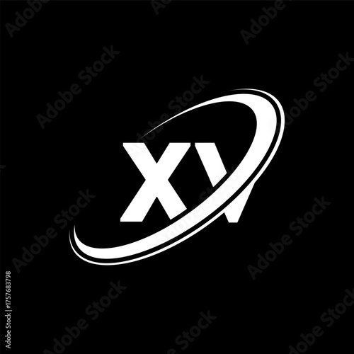 XV X V letter logo design. Initial letter XV linked circle uppercase monogram logo red and blue. XV logo, X V design. xv, x v