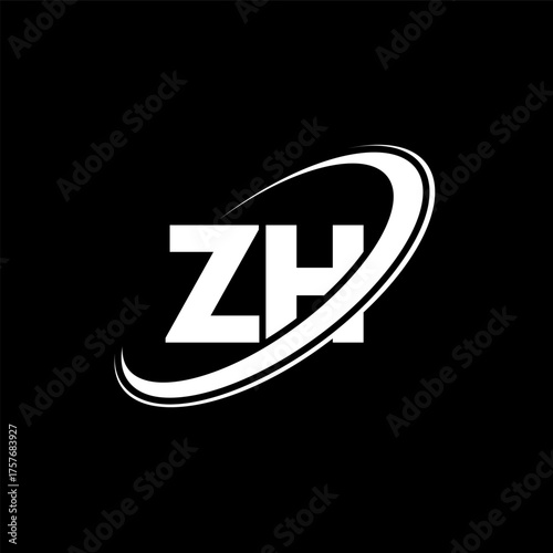 ZH Z H letter logo design. Initial letter ZH linked circle uppercase monogram logo red and blue. ZH logo, Z H design. zh, z h