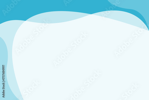 Blue wave overlaps modern background with white space for text and message. template design	