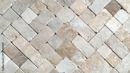 Premium limestone tiles diagonal herringbone pattern natural stone texture neutral beige background seamless geometric layout eco-friendly web design material