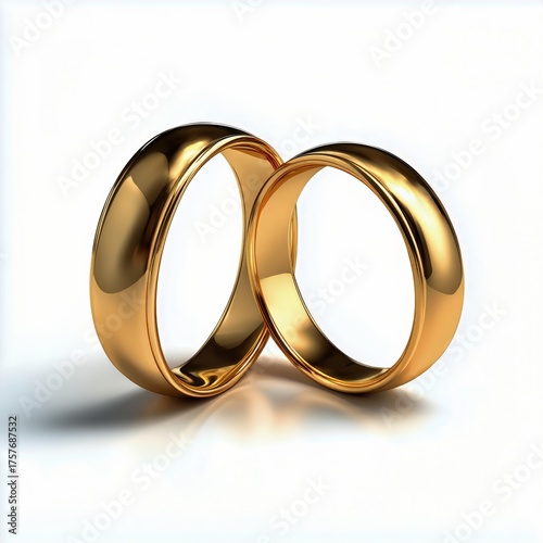 Beautiful Gold Wedding Rings Symbolizing Love and Commitment on a Clean White...