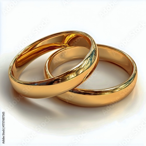 Two Elegant Gold Wedding Bands Resting on a Smooth Surface in Soft Lighting