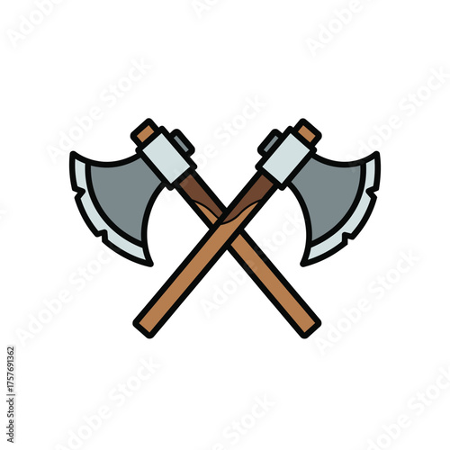 Medieval viking battle axes crossed symbol vintage rustic crossed axes silhouette design warrior weaponry symbolism emblem isolated on transparent background