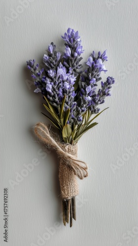 Lavender Bouquet Wrapped in Burlap Showcasing Natural Beauty and Elegance