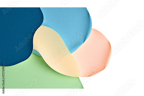 Abstract overlapping colorful shapes on a dark black background