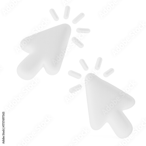 Two white cursors with starbursts on a black background