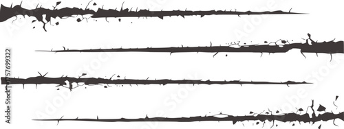 Jagged black lines with sharp points and broken edges white illustration