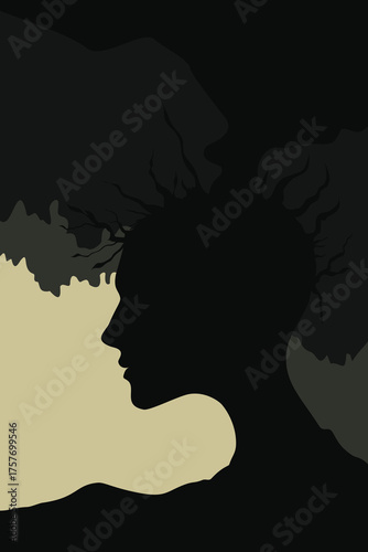 Conceptual illustration of a human head with hands grasping the mind, symbolizing trauma, anxiety, emotional struggle, and mental health challenges in a minimalist silhouette style.