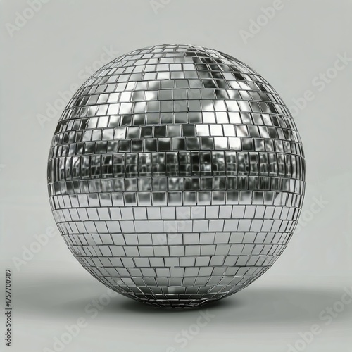 Reflective Disco Ball Resting on a Smooth Surface in a Bright Setting