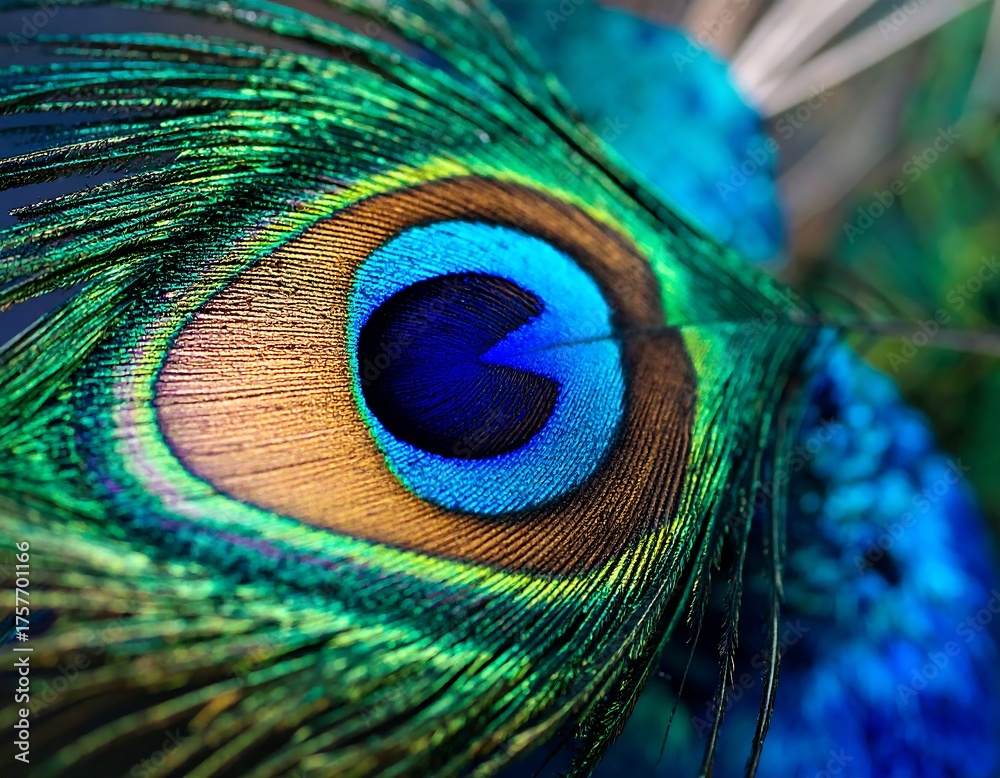 Obraz premium Close-up peacock feather eye