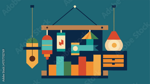 A creative wall hanging made of repurposed materials.