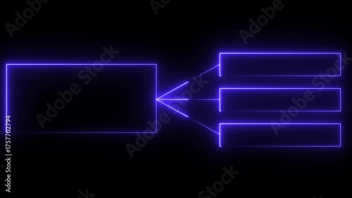 Glowing neon line Business hierarchy chart icon animation background. Neon flowchart, Corporate organizational structure graphic elements, network diagram, hi-tech illustration