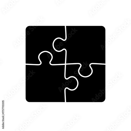 Completed Four-Piece Jigsaw Puzzle Symbolizing Unity and Achievement