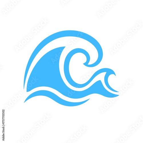 Wallpaper Mural Stylized blue water waves cresting and swirling against a plain background Torontodigital.ca