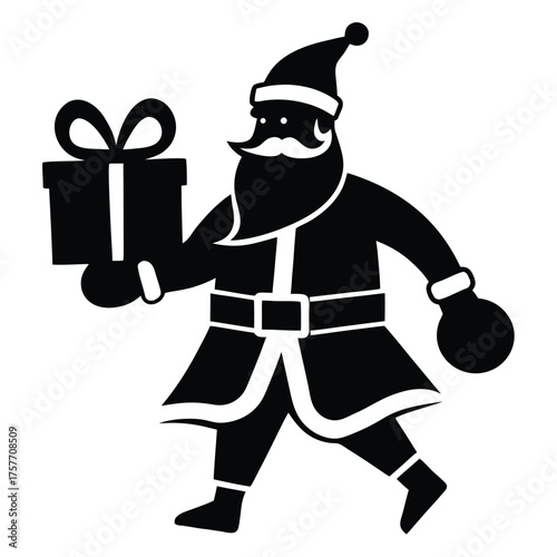 santa delivering presents vector icon on white bac